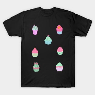 Kawaii japanese pastel cupcake pattern T-Shirt